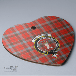 Scottish Robertson Weathered Clan Tartan Ceramic Ornament - Crest Heart Style Scottish Plaid Tartan Plaid