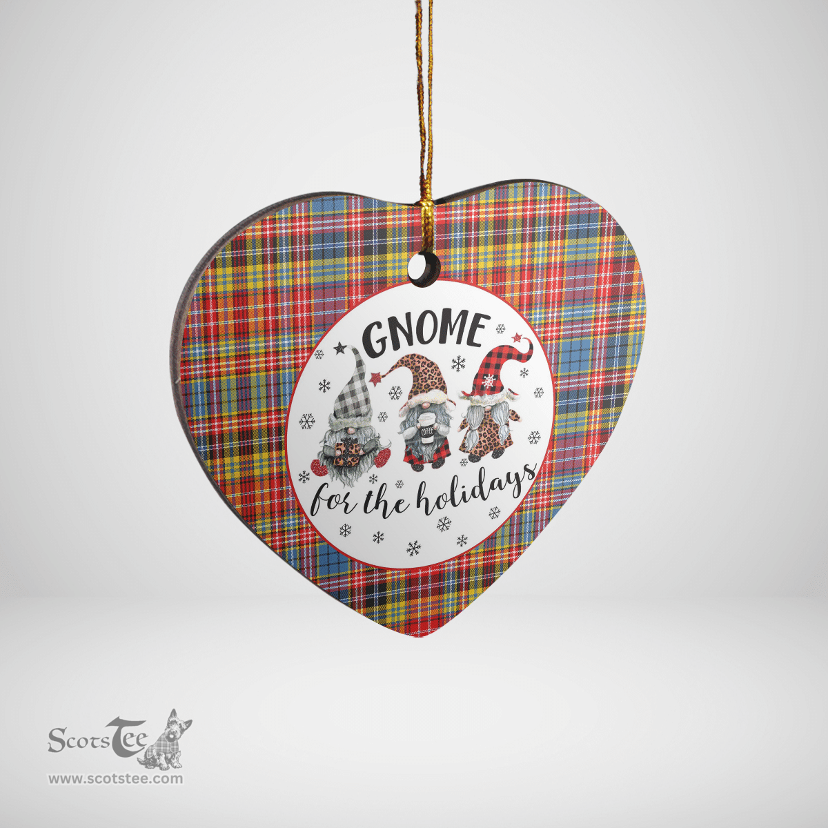 Scottish Drummond of Strathallan Clan Tartan Ceramic Ornament - Gnome Heart Style Scottish Plaid Tartan Plaid