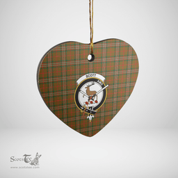 Scottish Scott Brown Modern Clan Tartan Ceramic Ornament - Crest Heart Style Scottish Plaid Tartan Plaid