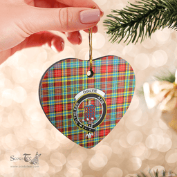 Scottish Ogilvie Clan Tartan Ceramic Ornament - Crest Heart Style Scottish Plaid Tartan Plaid