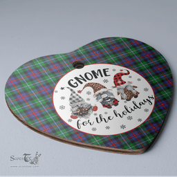 Scottish Calder Clan Tartan Ceramic Ornament - Gnome Heart Style Scottish Plaid Tartan Plaid
