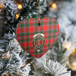 Scottish Spens Modern Clan Tartan Ceramic Ornament - Crest Heart Style Scottish Plaid Tartan Plaid