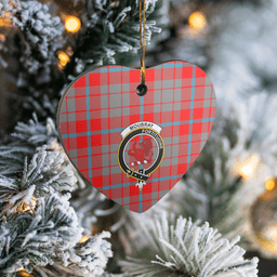 Scottish Moubray Clan Tartan Ceramic Ornament - Crest Heart Style Scottish Plaid Tartan Plaid