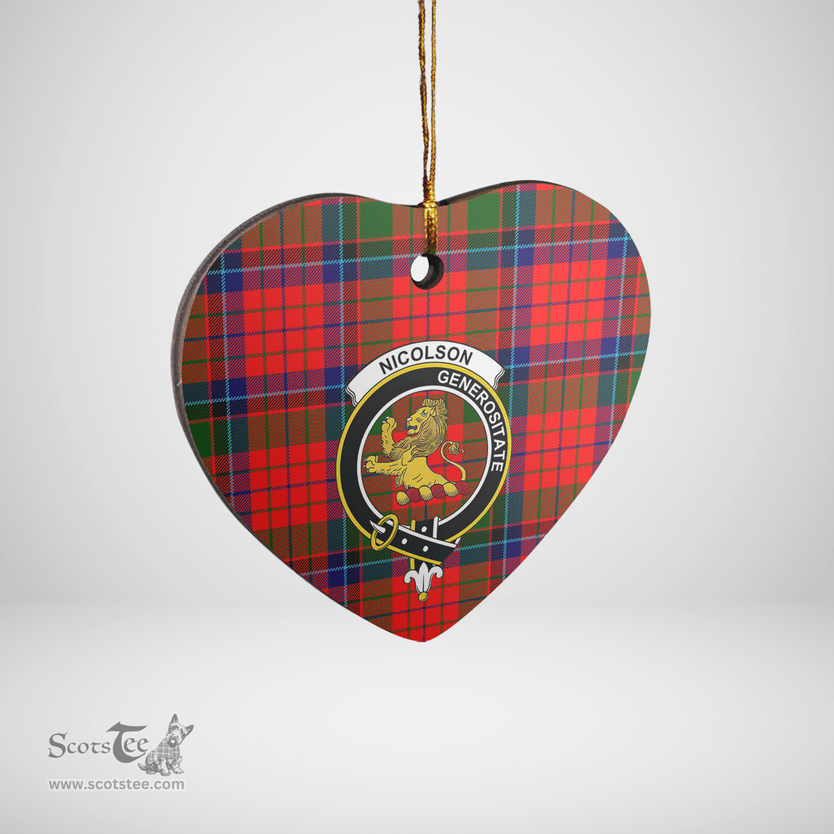 Scottish Nicolson Modern Clan Tartan Ceramic Ornament - Crest Heart Style Scottish Plaid Tartan Plaid