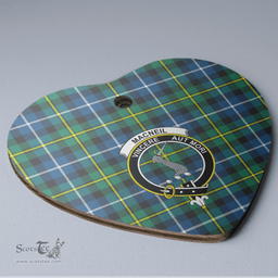 Scottish MacNeill of Barra Ancient Clan Tartan Ceramic Ornament - Crest Heart Style Scottish Plaid Tartan Plaid