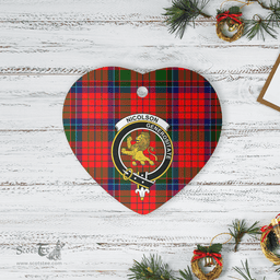 Scottish Nicolson Modern Clan Tartan Ceramic Ornament - Crest Heart Style Scottish Plaid Tartan Plaid