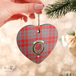 Scottish Moubray Clan Tartan Ceramic Ornament - Crest Heart Style Scottish Plaid Tartan Plaid