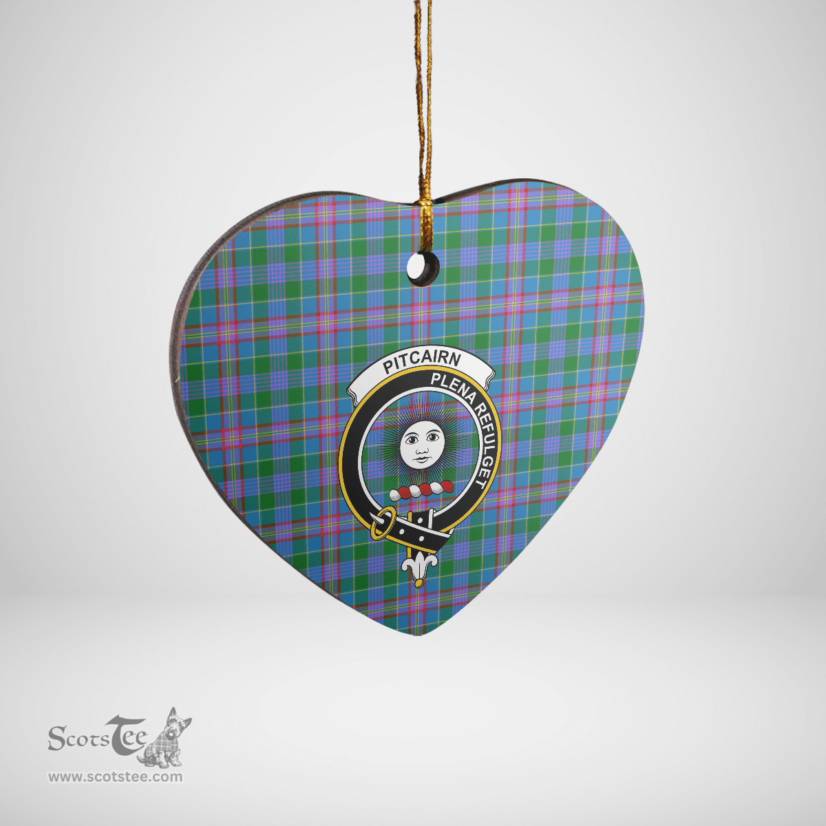 Scottish Pitcairn Hunting Clan Tartan Ceramic Ornament - Crest Heart Style Scottish Plaid Tartan Plaid