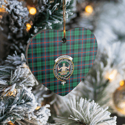 Scottish Urquhart Broad Red Ancient Clan Tartan Ceramic Ornament - Crest Heart Style Scottish Plaid Tartan Plaid