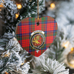 Scottish Nicolson Modern Clan Tartan Ceramic Ornament - Crest Heart Style Scottish Plaid Tartan Plaid