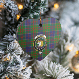 Scottish Stewart of Appin Hunting Modern Clan Tartan Ceramic Ornament - Crest Heart Style Scottish Plaid Tartan Plaid