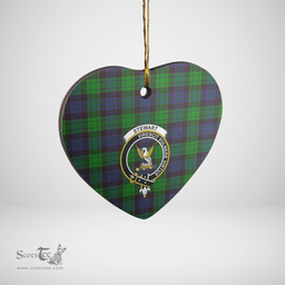 Scottish Stewart Old Modern Clan Tartan Ceramic Ornament - Crest Heart Style Scottish Plaid Tartan Plaid