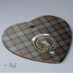 Scottish Stewart Old Weathered Clan Tartan Ceramic Ornament - Crest Heart Style Scottish Plaid Tartan Plaid