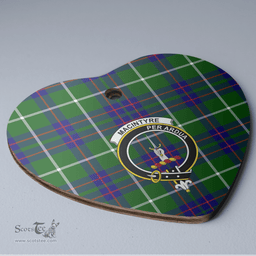 Scottish MacIntyre Hunting Modern Clan Tartan Ceramic Ornament - Crest Heart Style Scottish Plaid Tartan Plaid