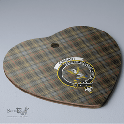 Scottish Stewart Hunting Weathered Clan Tartan Ceramic Ornament - Crest Heart Style Scottish Plaid Tartan Plaid