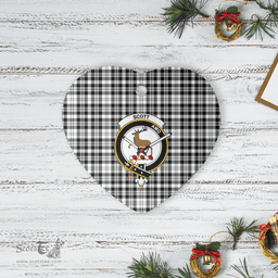 Scottish Scott Black & White Modern Clan Tartan Ceramic Ornament - Crest Heart Style Scottish Plaid Tartan Plaid