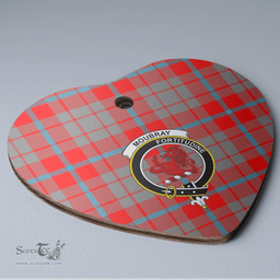 Scottish Moubray Clan Tartan Ceramic Ornament - Crest Heart Style Scottish Plaid Tartan Plaid