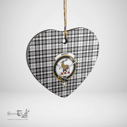 Scottish Scott Black & White Modern Clan Tartan Ceramic Ornament - Crest Heart Style Scottish Plaid Tartan Plaid