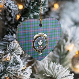 Scottish Pitcairn Hunting Clan Tartan Ceramic Ornament - Crest Heart Style Scottish Plaid Tartan Plaid