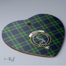 Scottish MacNeil (of Colonsay) Clan Tartan Ceramic Ornament - Crest Heart Style Scottish Plaid Tartan Plaid