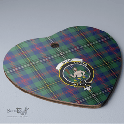 Scottish Wood Modern Clan Tartan Ceramic Ornament - Crest Heart Style Scottish Plaid Tartan Plaid