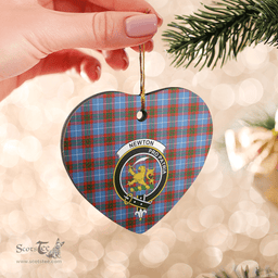 Scottish Newton (Edingburg) Clan Tartan Ceramic Ornament - Crest Heart Style Scottish Plaid Tartan Plaid