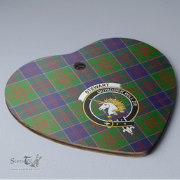 Scottish Stewart of Appin Hunting Modern Clan Tartan Ceramic Ornament - Crest Heart Style Scottish Plaid Tartan Plaid