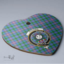 Scottish Pitcairn Hunting Clan Tartan Ceramic Ornament - Crest Heart Style Scottish Plaid Tartan Plaid