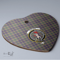 Scottish Taylor Weathered Clan Tartan Ceramic Ornament - Crest Heart Style Scottish Plaid Tartan Plaid