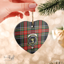 Scottish Stewart Black Clan Tartan Ceramic Ornament - Crest Heart Style Scottish Plaid Tartan Plaid
