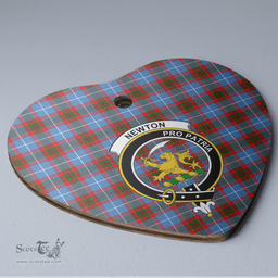 Scottish Newton (Edingburg) Clan Tartan Ceramic Ornament - Crest Heart Style Scottish Plaid Tartan Plaid