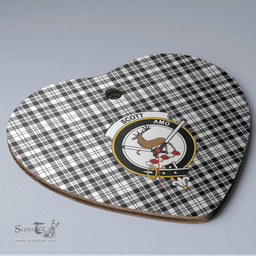Scottish Scott Black & White Modern Clan Tartan Ceramic Ornament - Crest Heart Style Scottish Plaid Tartan Plaid