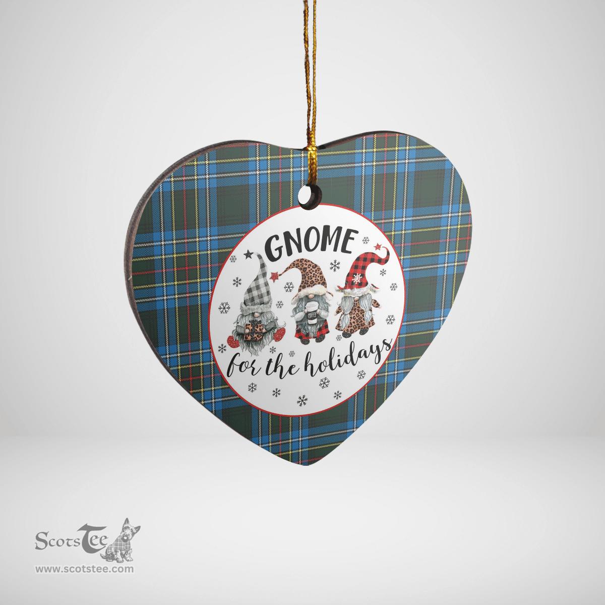 Scottish Cockburn Modern Clan Tartan Ceramic Ornament - Gnome Heart Style Scottish Plaid Tartan Plaid