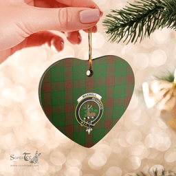 Scottish Maxwell Hunting Clan Tartan Ceramic Ornament - Crest Heart Style Scottish Plaid Tartan Plaid