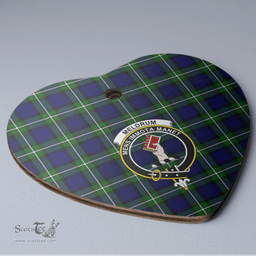 Scottish Meldrum Forbes Clan Tartan Ceramic Ornament - Crest Heart Style Scottish Plaid Tartan Plaid