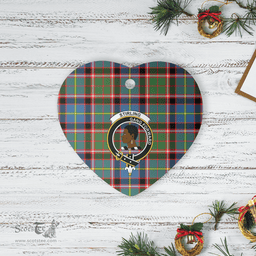 Scottish Stirling (of Keir) Clan Tartan Ceramic Ornament - Crest Heart Style Scottish Plaid Tartan Plaid