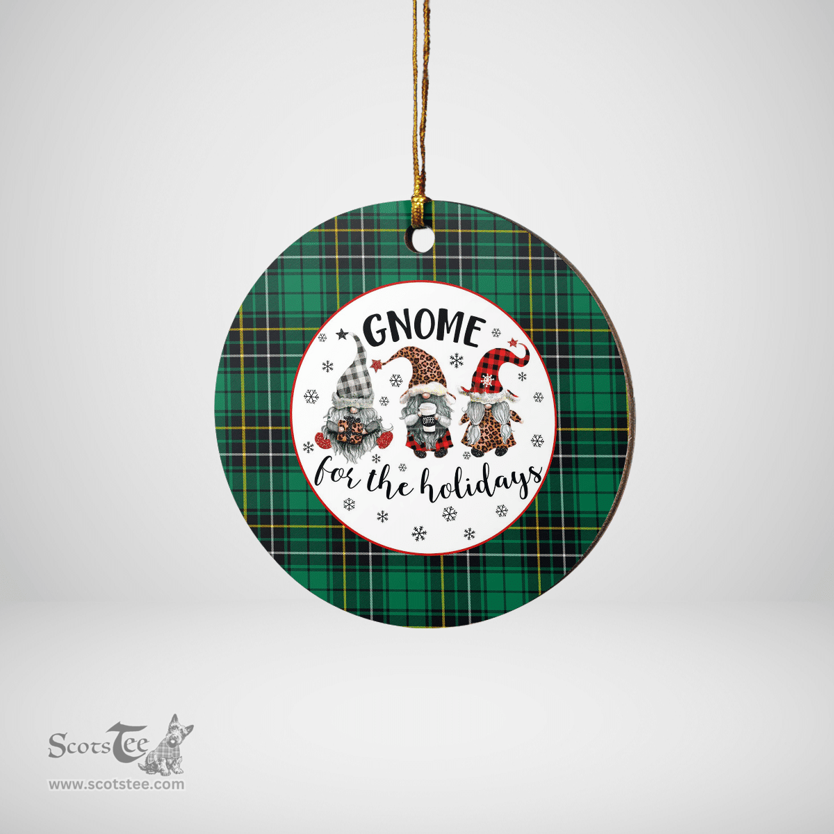 Scottish MacAlpin Ancient Clan Tartan Ceramic Ornament - Gnome Round Style Scottish Plaid Tartan Plaid