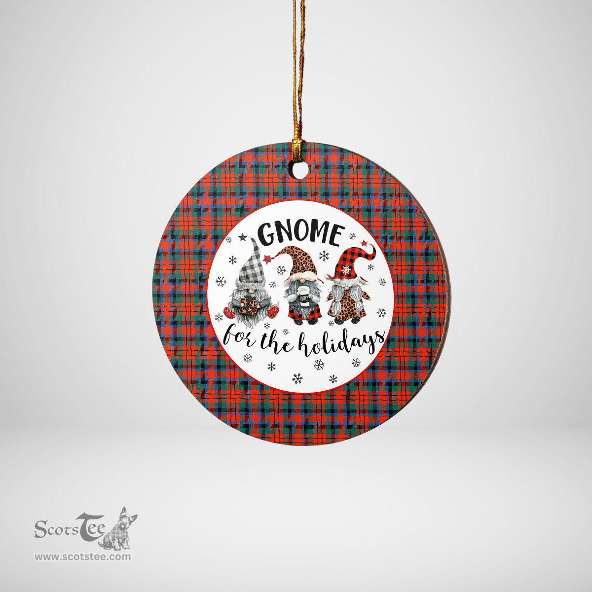 Scottish MacDuff Ancient Clan Tartan Ceramic Ornament - Gnome Round Style Scottish Plaid Tartan Plaid