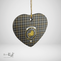 Scottish Campbell Argyll Weathered Clan Tartan Ceramic Ornament - Crest Heart Style Scottish Plaid Tartan Plaid