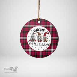 Scottish Little Clan Tartan Ceramic Ornament - Gnome Round Style Scottish Plaid Tartan Plaid