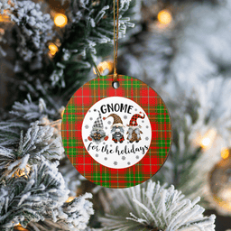 Scottish Burnett Ancient Clan Tartan Ceramic Ornament - Gnome Round Style Scottish Plaid Tartan Plaid