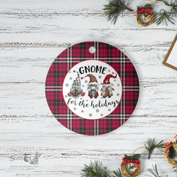 Scottish Little Clan Tartan Ceramic Ornament - Gnome Round Style Scottish Plaid Tartan Plaid