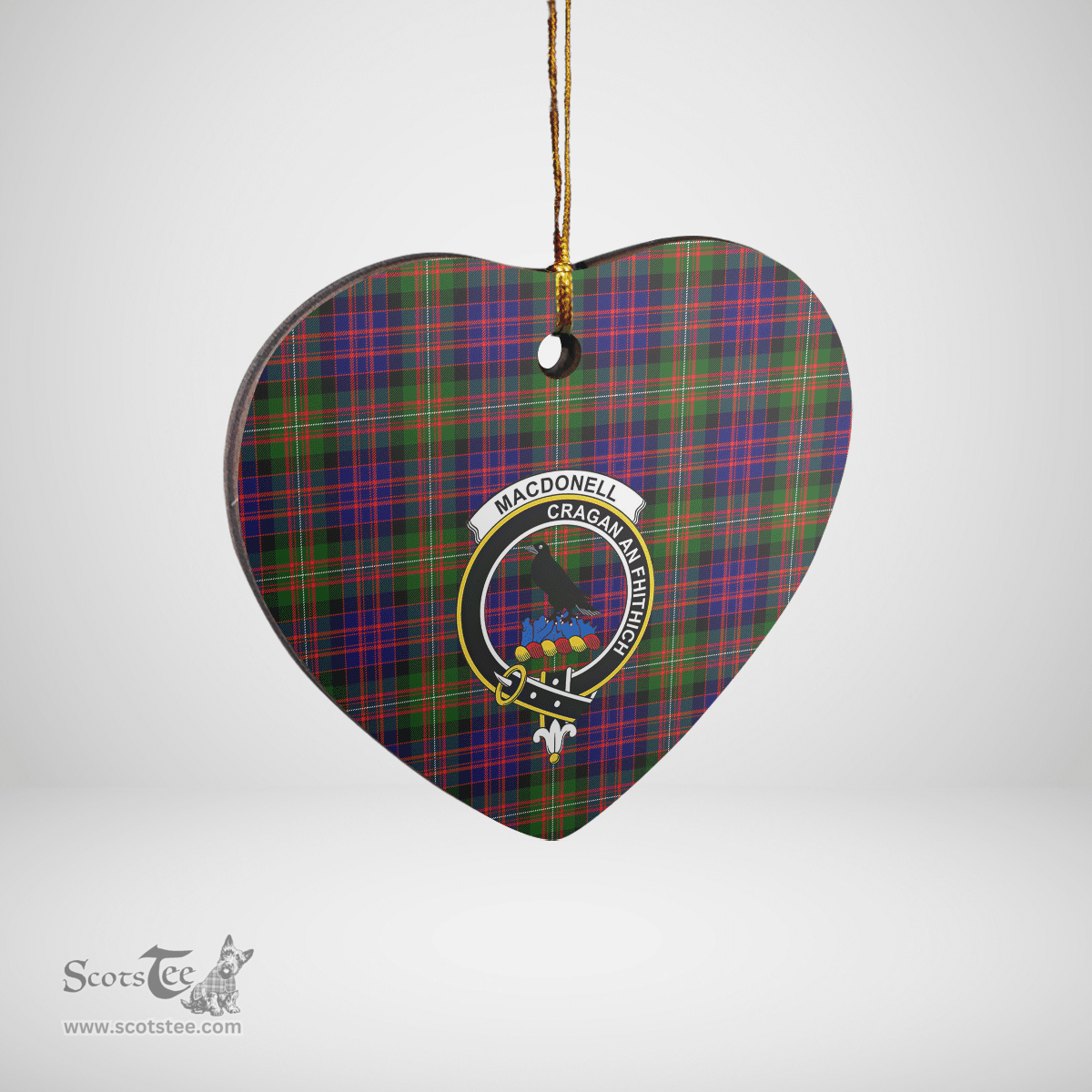 Scottish MacDonnell of Glengarry Modern Clan Tartan Ceramic Ornament - Crest Heart Style Scottish Plaid Tartan Plaid
