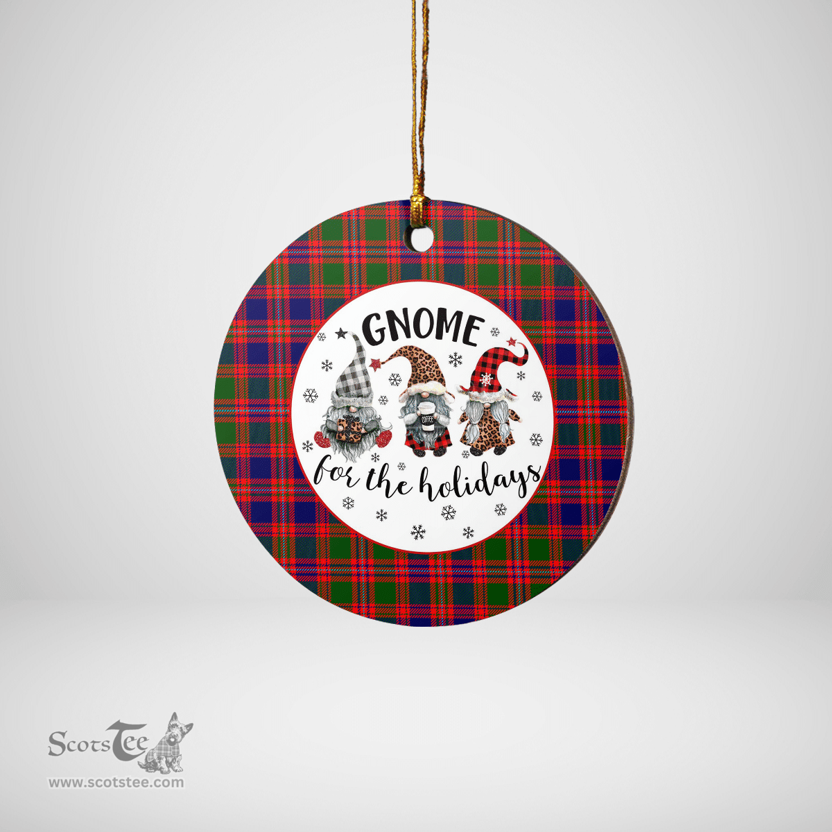 Scottish MacIntyre Modern Clan Tartan Ceramic Ornament - Gnome Round Style Scottish Plaid Tartan Plaid