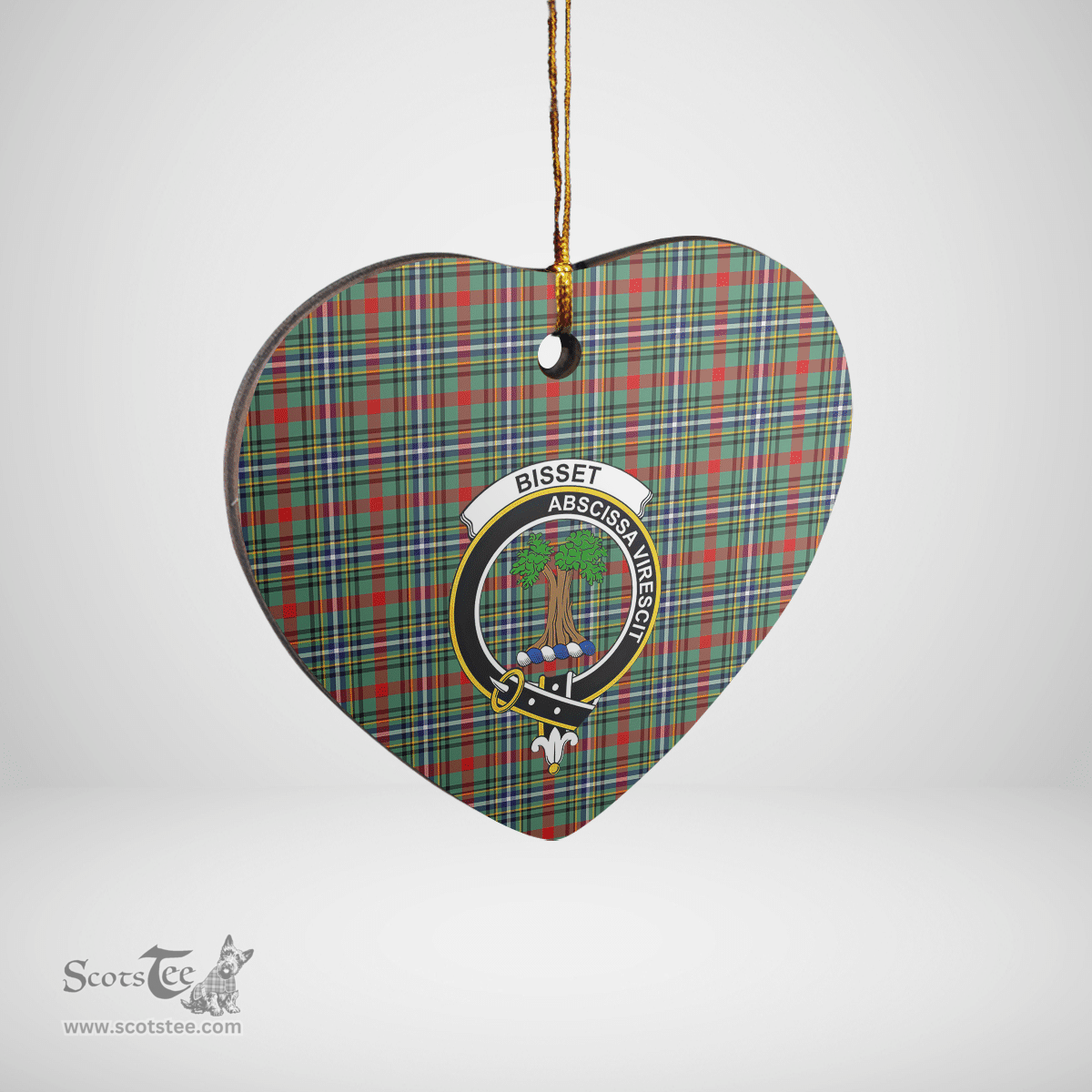 Scottish Bisset 2 Clan Tartan Ceramic Ornament - Crest Heart Style Scottish Plaid Tartan Plaid