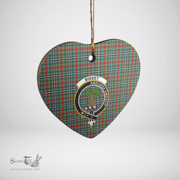 Scottish Bisset 2 Clan Tartan Ceramic Ornament - Crest Heart Style Scottish Plaid Tartan Plaid