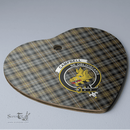 Scottish Campbell Argyll Weathered Clan Tartan Ceramic Ornament - Crest Heart Style Scottish Plaid Tartan Plaid