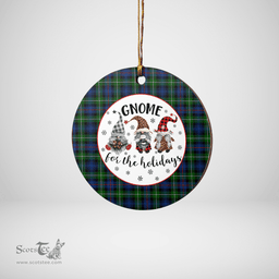 Scottish MacKenzie Modern Clan Tartan Ceramic Ornament - Gnome Round Style Scottish Plaid Tartan Plaid