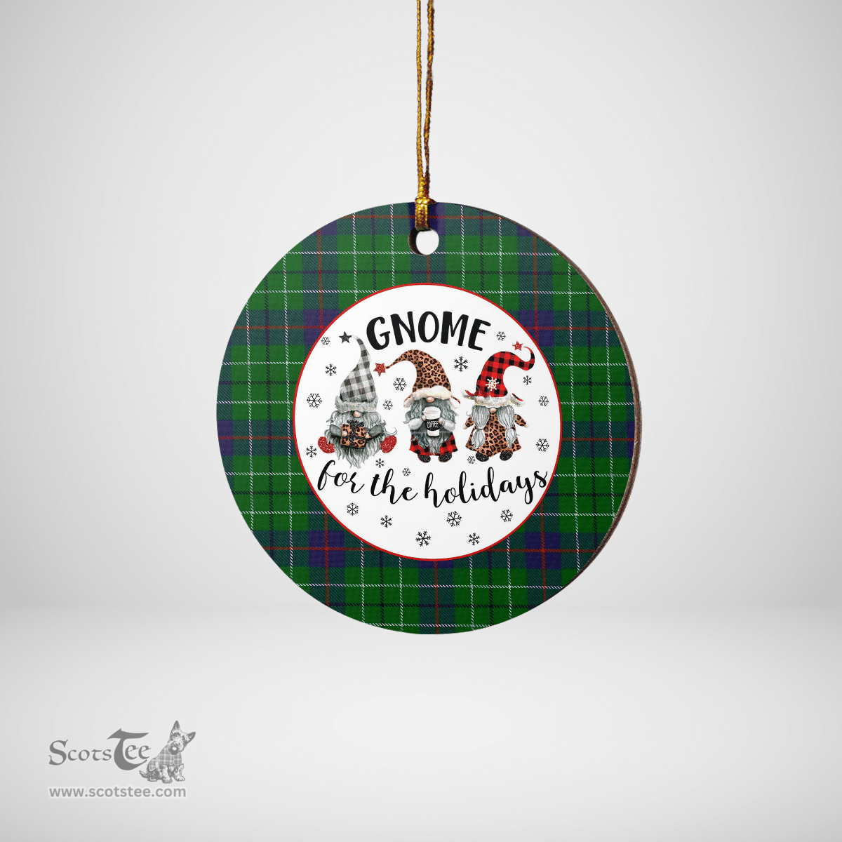Scottish Duncan Modern Clan Tartan Ceramic Ornament - Gnome Round Style Scottish Plaid Tartan Plaid