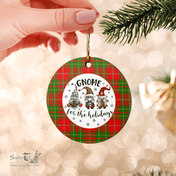 Scottish Burnett Ancient Clan Tartan Ceramic Ornament - Gnome Round Style Scottish Plaid Tartan Plaid